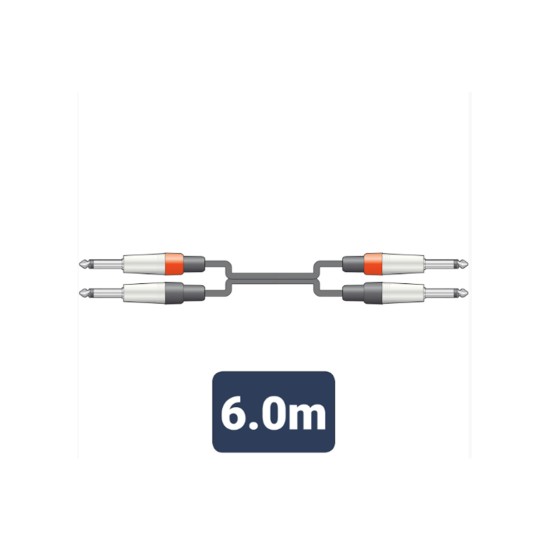 2M6J-J600 Καλώδιο Ήχου 2 x 6.3mm Mono Jack Plugs - 2 x 6.3mm Mono Jack Plugs 6m (Τεμάχιο)