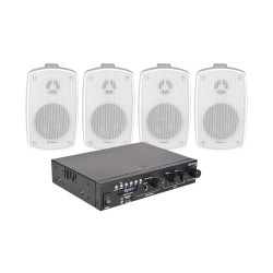 Adastra Smart Pack Outdoor4 Πακέτο με Στερεοφωνικό Ενισχυτή A22 και 4 Επιτοίχια Ηχεία BH3-W Λευκά (Σετ)