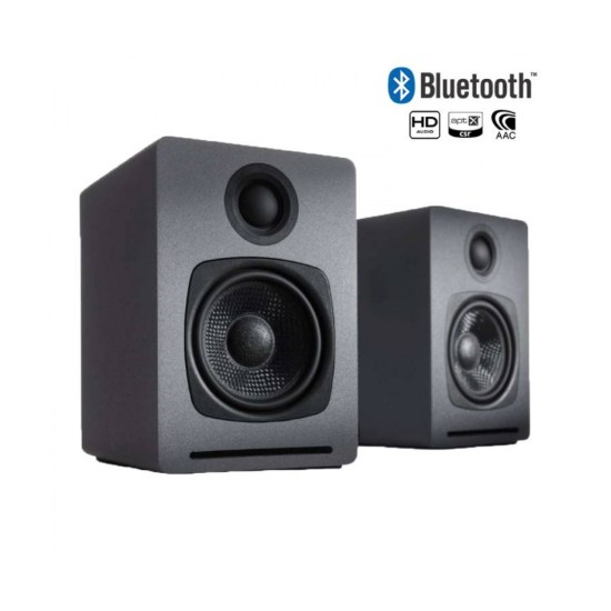 Audioengine A1 Bluetooth Αυτοενισχυόμενα Ηχεία Βιβλιοθήκης 2.75'' 15W RMS Μαύρο/Γκρι (Ζεύγος)