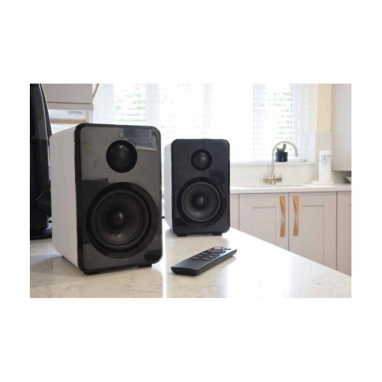 AvLink ABS35WHT Ενεργά Bluetooth Ηχεία Βιβλιοθήκης 3.5" 15W RMS Λευκά με USB, MicroSD (Ζεύγος)