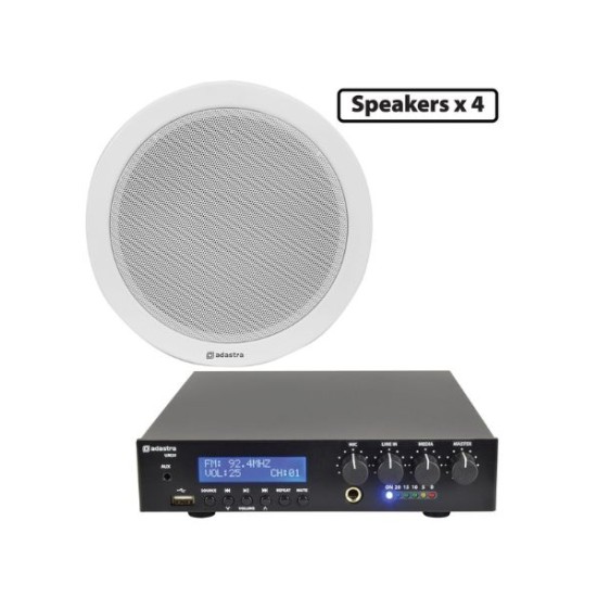 Adastra 4*EC56V+UM30 Πακέτο με 4 Ηχεία Οροφής 100V και Μίκτη-ενισχυτή 30W Bluetooth/USB (Σετ)