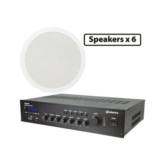 Adastra 9*CC8V+RM360S Πακέτο Background Music με 9 Ηχεία Οροφής 100V και Μίκτη Ενισχυτή 360W (Σετ)