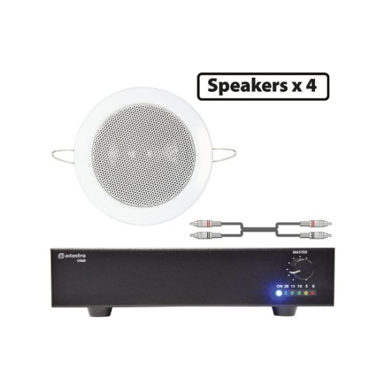 Adastra 4*EC36V+US60 Πακέτο Background Music με 4 Ηχεία Οροφής 100V και Τελικό Eνισχυτή 60W (Σετ)
