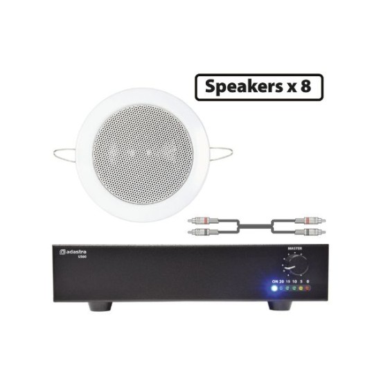Adastra 8*EC36V+US60 Πακέτο Background Music με 8 Ηχεία Οροφής 100V και Τελικό Eνισχυτή 60W (Σετ)