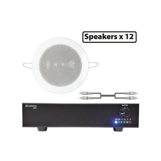 Adastra 12*EC36V+US90 Πακέτο Background Music με 12 Ηχεία Οροφής 100V και Τελικό Ενισχυτή 90W (Σετ)
