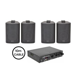 Adastra 4*BC3Β+A22 Πακέτο Background Music με Ενισχυτή και 4 Επιτοίχια Ηχεία 3'' Μαύρα (Σετ)
