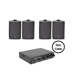 Adastra 4*BC3Β+A200 Πακέτο Background Music με Ενισχυτή και 4 Επιτοίχια Ηχεία 3'' Μαύρα (Σετ)