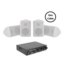 Adastra 4*BC3W+A200 Πακέτο Background Music με Ενισχυτή και 4 Επιτοίχια Ηχεία 3'' Λευκά (Σετ)