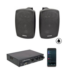 Adastra 2*BH4+A200 Πακέτο με 2 Αδιάβροχα Ηχεία 4'' και Ενισχυτή με Bluetooth Μαύρο (Σετ)