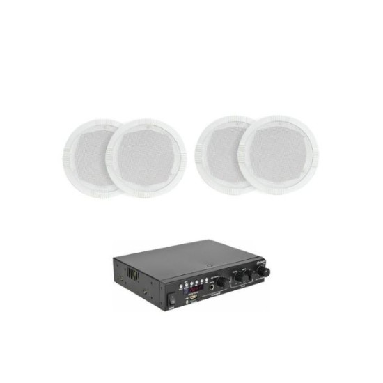 Adastra 4*RC5+A200 Πακέτο Background Music με Ενισχυτή και 4 Ηχεία Οροφής (Σετ)