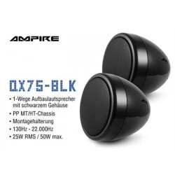Ampire QX75-BLK Μικρά Στερεοφωνικά Ηχεία 2.75'' 25W RMS Μαύρα  (Ζεύγος)