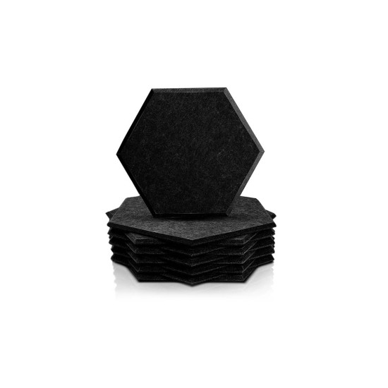 Audiodesigner PET Hexagon Black 12 Ηχοαπορροφητικά Πάνελ 20 cm / 2 τ.μ. + ΔΩΡΟ Βενζινόκολλα (Σετ)