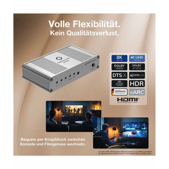 Oehlbach HIGHWAY SWITCH 8K signal switcher for HDMI®Silver (Τεμάχιο)