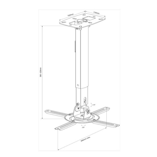 AvLink PJM620 Ρυθμιζόμενη Βάση Οροφής Projector  (Τεμάχιο)