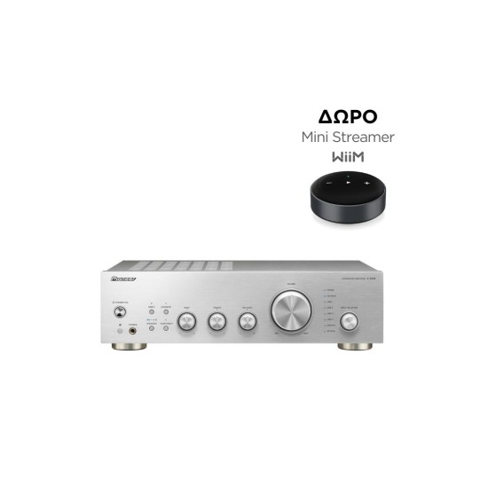 Pioneer A-40AE Ολοκληρωμένος Ενισχυτής 2 Καναλιών 60W + 60W Silver (Τεμάχιο) +ΔΩΡΟ Wiim Mini Streamer