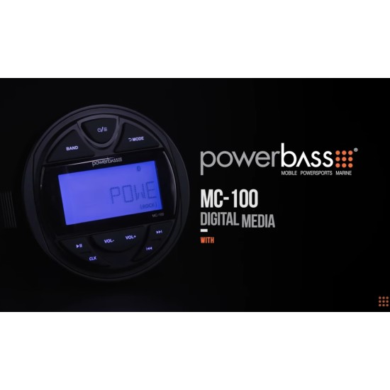 PowerBass MC-100 Δέκτης ψηφιακών μέσων Bluetooth, AUX & USB INPUT (Τεμάχιο)