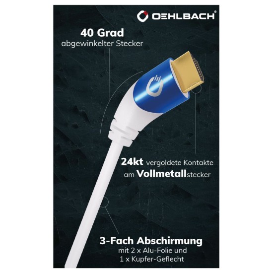 Oehlbach Shape Magic UHD 40 Ultra High-Speed HDMI® Καλώδιο 1 m White