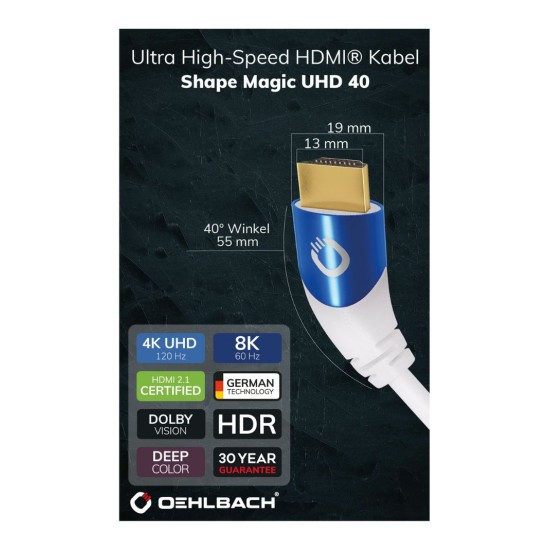 Oehlbach Shape Magic UHD 40 Ultra High-Speed HDMI® Καλώδιο 1 m White