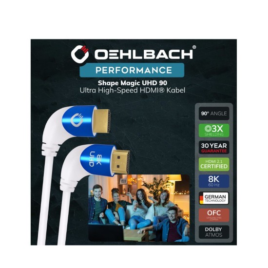 Oehlbach Shape Magic UHD 90 Ultra High Speed HDMI® Καλώδιο 1,5 m White