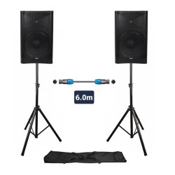 Qtx QUEST-15-SET Πακέτο Ηχείων PA 15'' με Βάσεις και Καλώδιο (Σετ)