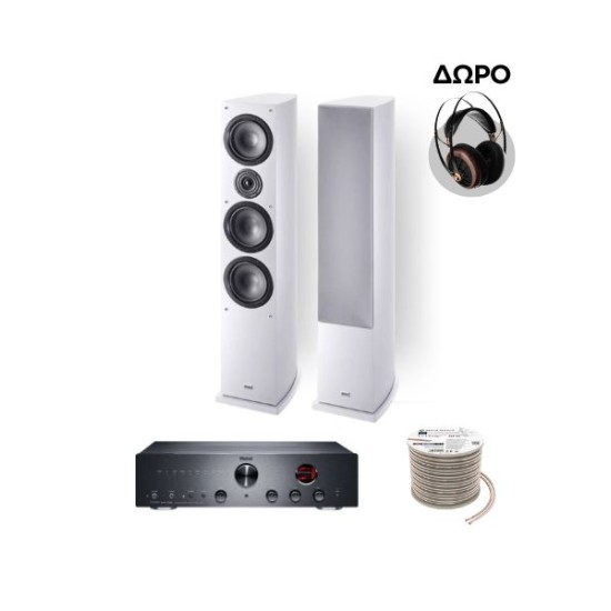 Πακέτο Stereo Hi-Fi με Ενισχυτή Magnat MC 400, Ηχεία HECO Victa Elite 702 White και Καλώδιο Oehlbach + ΔΩΡΟ Ακουστικά Meze 99CLASSICS