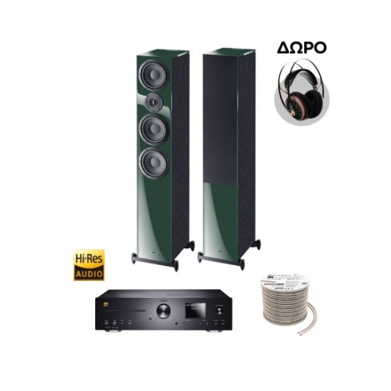 Πακέτο Stereo Hi-Res με Ενισχυτή Magnat MC 400, Ηχεία HECO Aurora 700 Green και Καλώδιο Oehlbach + ΔΩΡΟ Ακουστικά Meze 99CLASSICS