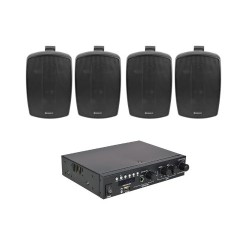 Adastra 4*BH5-B+A200 Πακέτο Background Music με Ενισχυτή και 4 Επιτοίχια Ηχεία 5.25'' Μαύρα (Σετ)