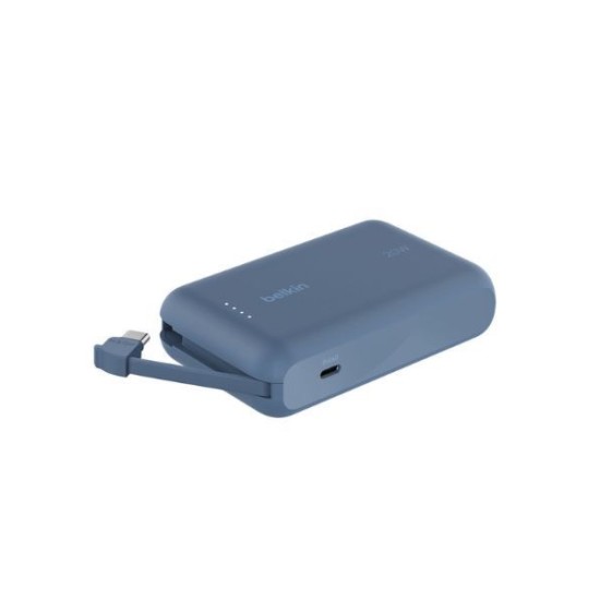 Belkin BPB021hqBL BoostCharge Power Bank 10K with Integrated Cable Blue Belkin BPB021hqBL BoostCharge Power Bank 10K with Integrated Cable Blue