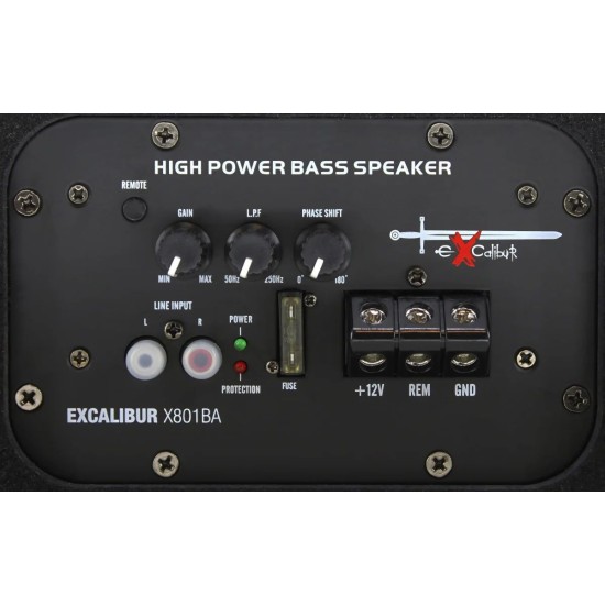 Excalibur X801BA Ενεργό Subwoofer Αυτοκινήτου 8'' 1100watts με Καμπίνα