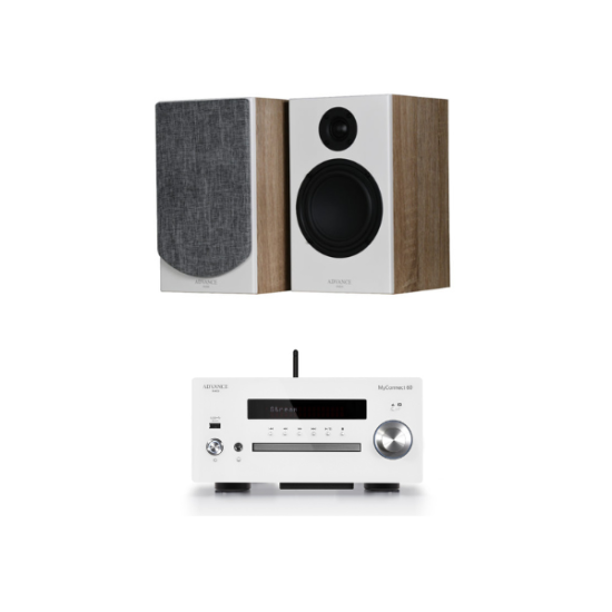 Advance Paris Πακέτο Stereo Hi-Fi με Ηχεία Βιβλιοθήκης και All in One System White