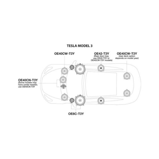 Powerbass OE8C-T3Y Διαιρούμενα Ηχεία Αυτοκινήτου 8” OEM για TESLA (Ζεύγος)