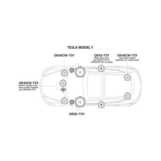 Powerbass OE8C-T3Y Διαιρούμενα Ηχεία Αυτοκινήτου 8” OEM για TESLA (Ζεύγος)