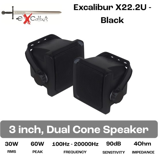 Excalibur X22.2UB Ηχεία Εσωτερικού/Εξωτερικού χώρου 3'' Black (Ζεύγος)