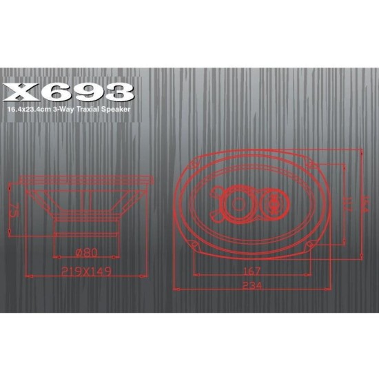 Excalibur X693 Οβάλ Ηχεία Αυτοκινήτου 6x9'' 3-Way 100W RMS (Ζεύγος)
