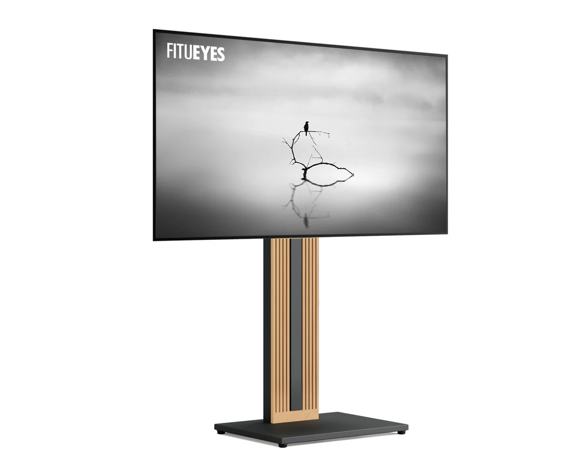 FITUEYES Zen FT65 Black Επιδαπέδια Βάση Τηλεόρασης 32"-65" με Ξύλινη Βάση & Ρυθμιζόμενο Ύψος
