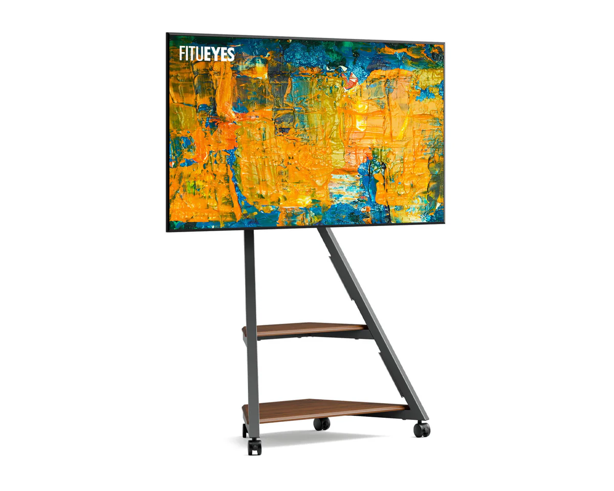 FITUEYES Eiffel FT65 Walnut Επιδαπέδια Βάση Τηλεόρασης με Ρόδες 32"-65"