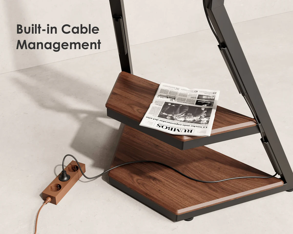 FITUEYES Eiffel FT65 Walnut Επιδαπέδια Βάση Τηλεόρασης με Ρόδες 32"-65"