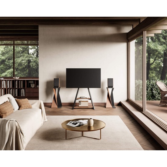 FITUEYES Eiffel FT65 Walnut Επιδαπέδια Βάση Τηλεόρασης με Ρόδες 32"-65"