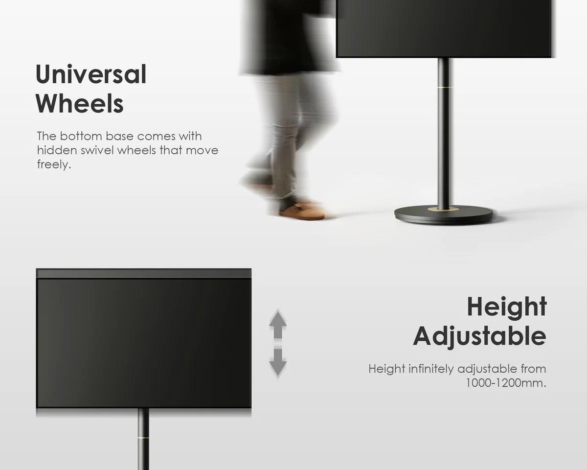 FITUEYES Master V2 FT65 Black Επιδαπέδια Βάση Τηλεόρασης 32"-65" με Ρυθμιζόμενο Ύψος