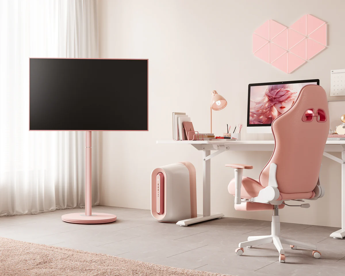 FITUEYES Master V2 FT65 Pink Επιδαπέδια Βάση Τηλεόρασης 32"-65" με Ρυθμιζόμενο Ύψος