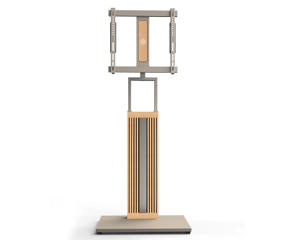 FITUEYES Zen FT65 Morandi Grey Επιδαπέδια Βάση Τηλεόρασης 32"-65" με Ξύλινη Βάση & Ρυθμιζόμενο Ύψος