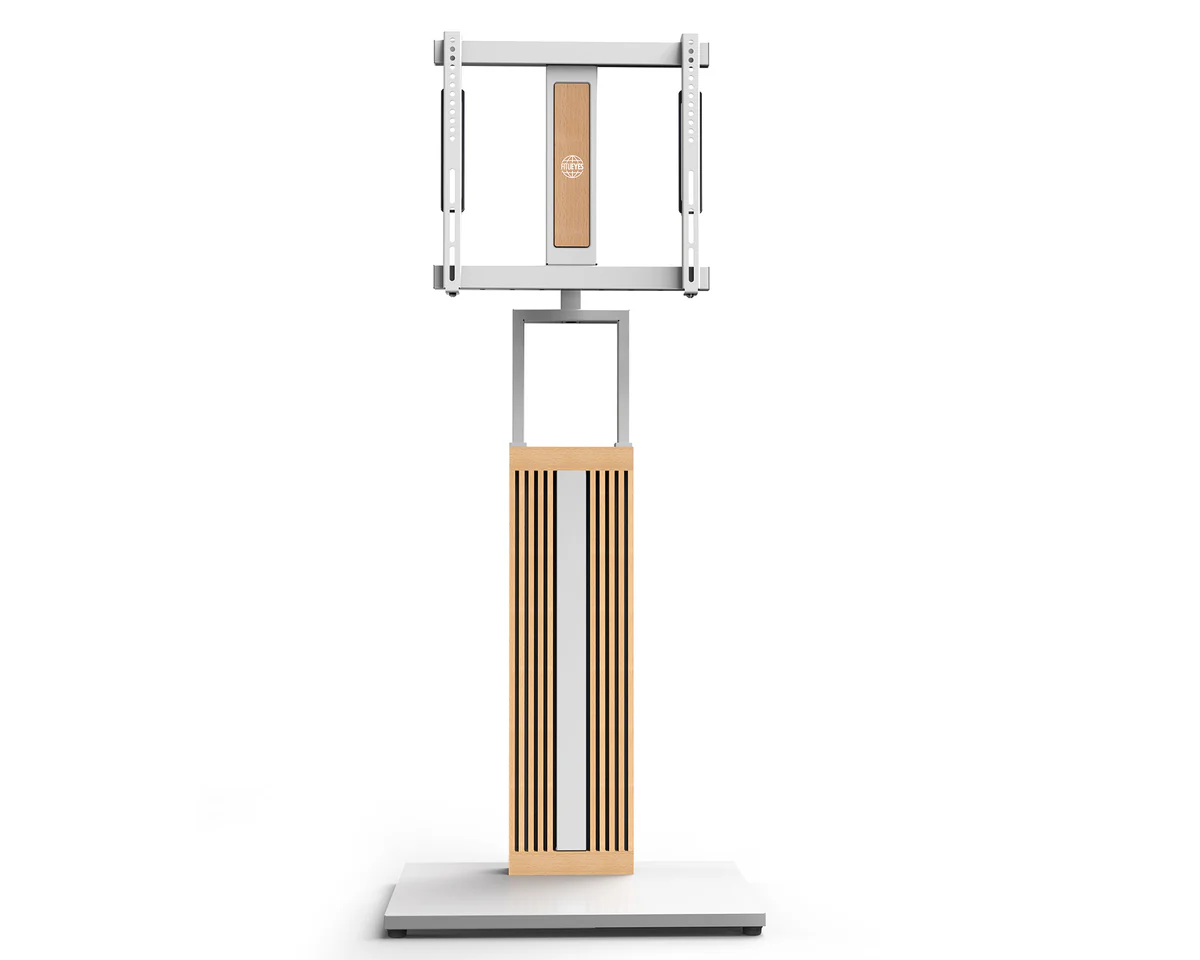 FITUEYES Zen FT65 White Επιδαπέδια Βάση Τηλεόρασης 32"-65" με Ξύλινη Βάση & Ρυθμιζόμενο Ύψος
