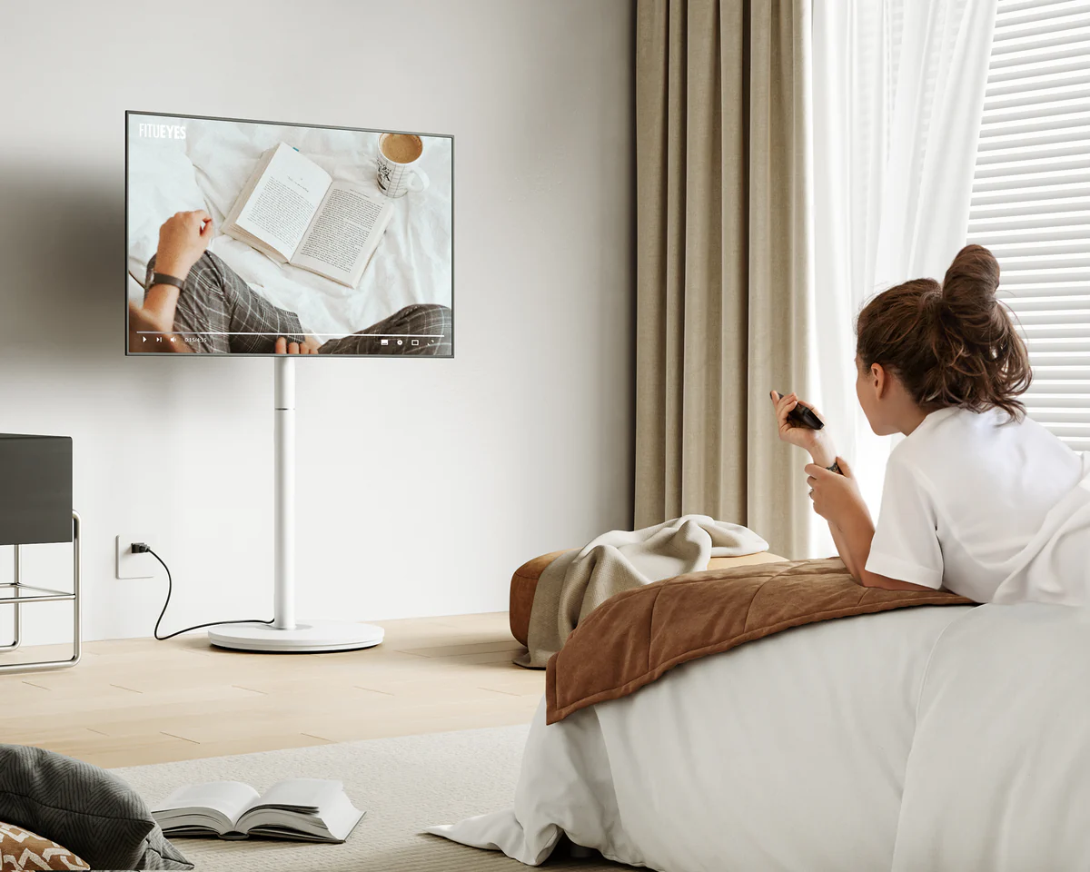 FITUEYES Master V2 FT65 White Επιδαπέδια Βάση Τηλεόρασης 32"-65" με Ρυθμιζόμενο Ύψος