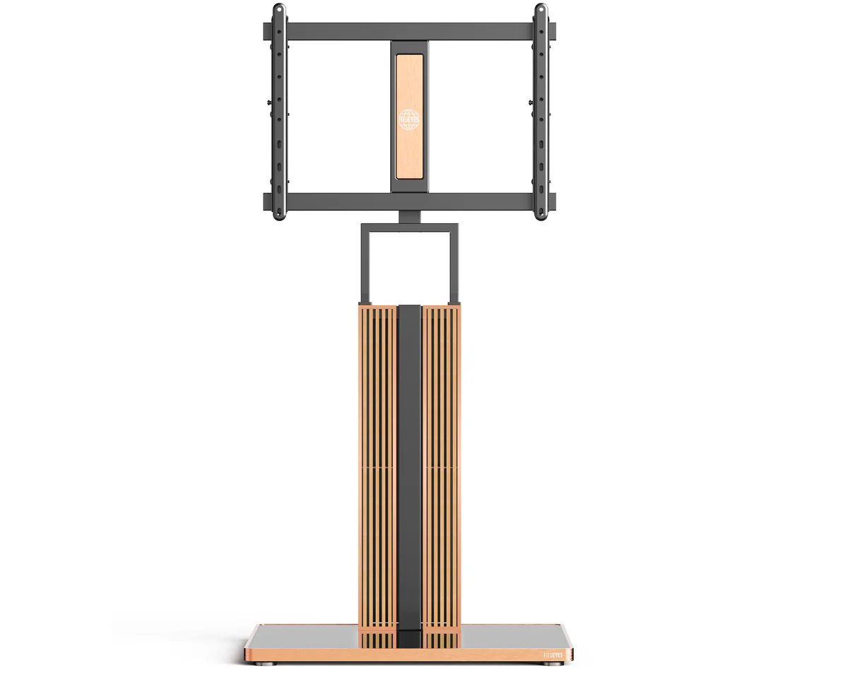 FITUEYES Cantor FT78 Light Oak Επιδαπέδια Βάση Τηλεόρασης 43"-78" με Ρυθμιζόμενο Ύψος & Κλίση
