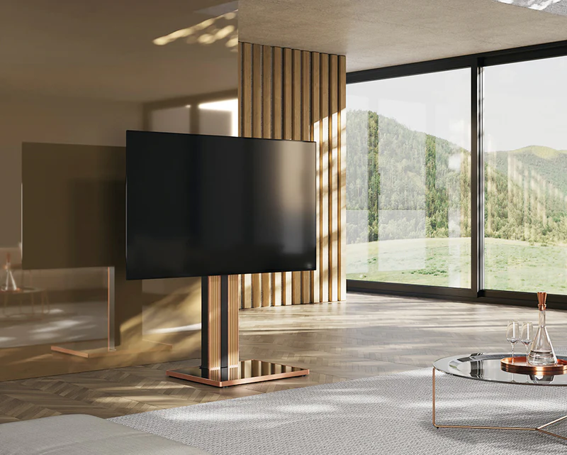 FITUEYES Cantor FT78 Light Oak Επιδαπέδια Βάση Τηλεόρασης 43"-78" με Ρυθμιζόμενο Ύψος & Κλίση