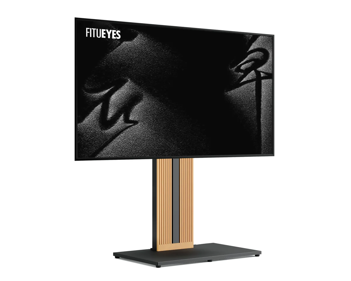FITUEYES Zen FT88 Black Επιδαπέδια Βάση Τηλεόρασης 55"-88" με Ξύλινη Βάση & Ρυθμιζόμενο Ύψος