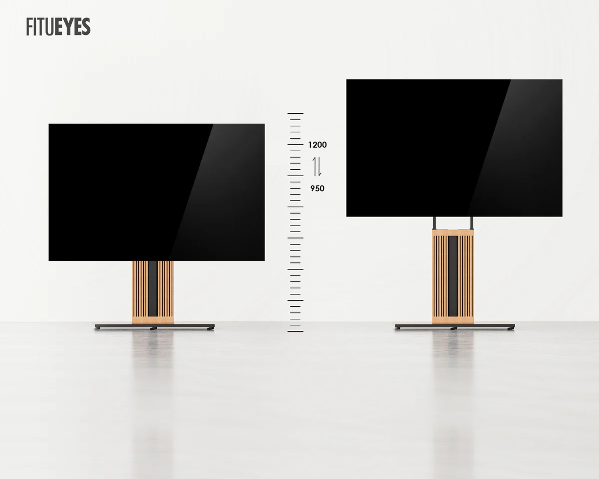 FITUEYES Zen FT88 Black Επιδαπέδια Βάση Τηλεόρασης 55"-88" με Ξύλινη Βάση & Ρυθμιζόμενο Ύψος