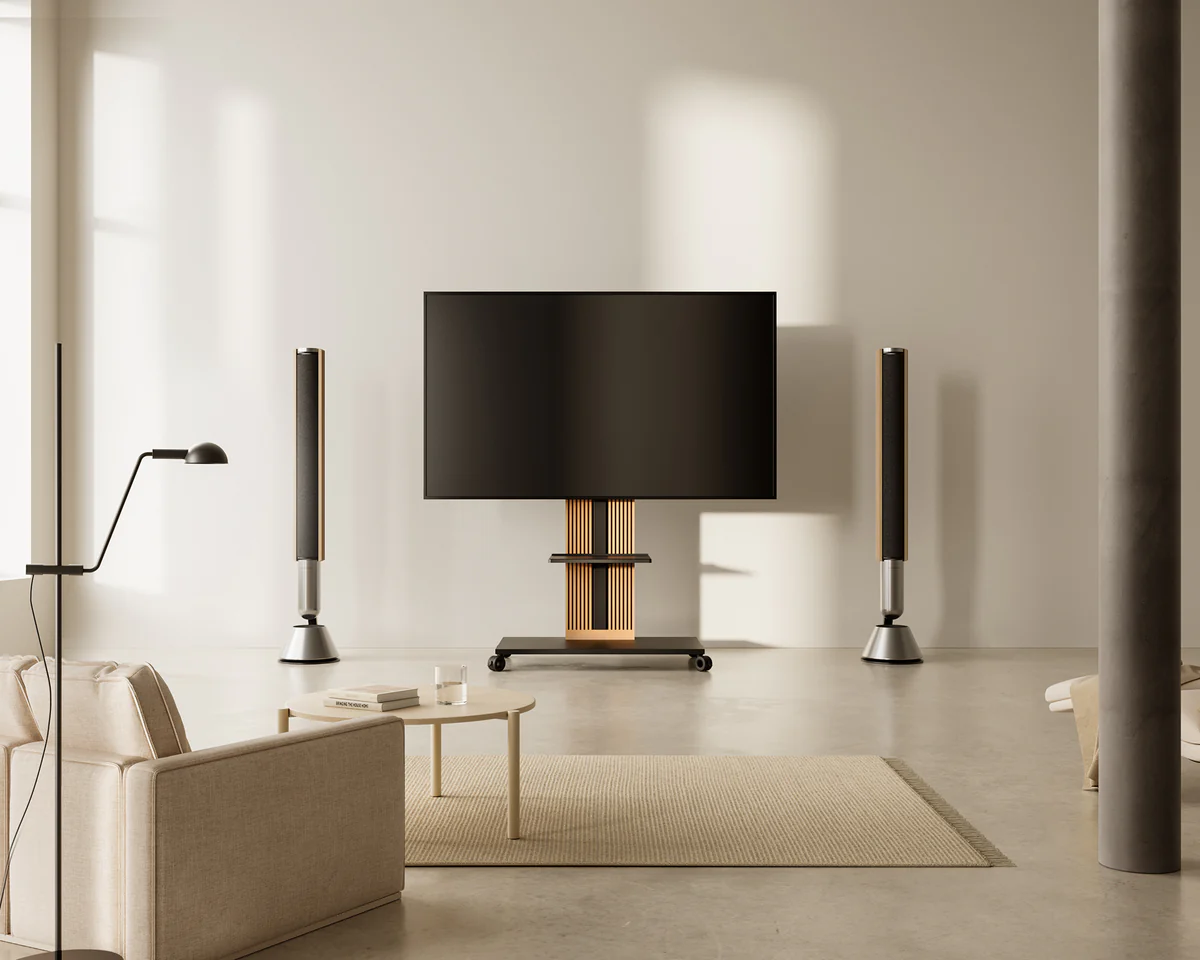 FITUEYES Zen FT88 Black Επιδαπέδια Βάση Τηλεόρασης 55"-88" με Ξύλινη Βάση & Ρυθμιζόμενο Ύψος
