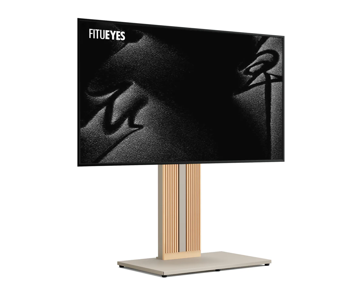 FITUEYES Zen FT88 Morandi Grey Επιδαπέδια Βάση Τηλεόρασης 55"-88" με Ξύλινη Βάση & Ρυθμιζόμενο Ύψος
